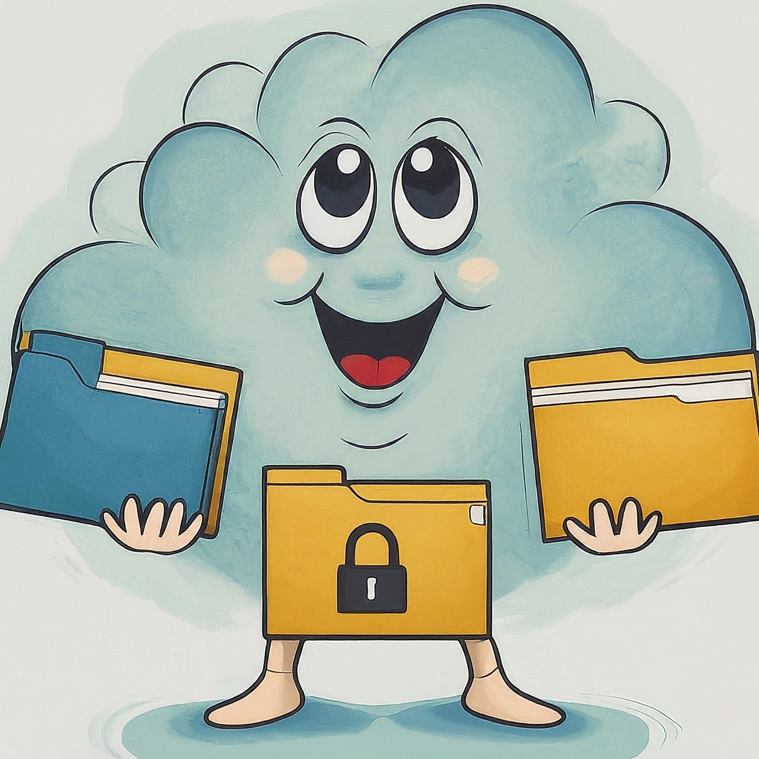 An cartoon image of cloud holding computer files